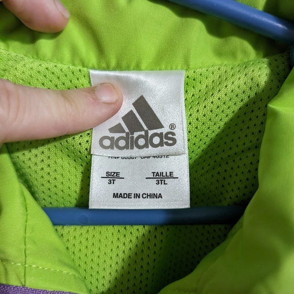 Adidas kids mesh lined windbreaker lime green purple size 3T - Picture 7 of 10